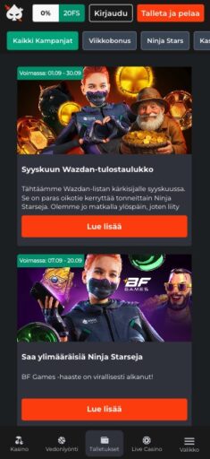 Ninja Casino talletusbonukset