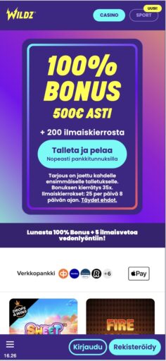 Wildz talletusbonus