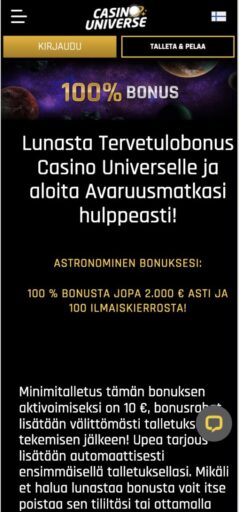 CasinoUniverse talletusbonus