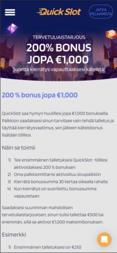 QuickSlot talletusbonus