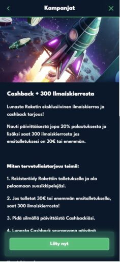 Raketti talletusbonus