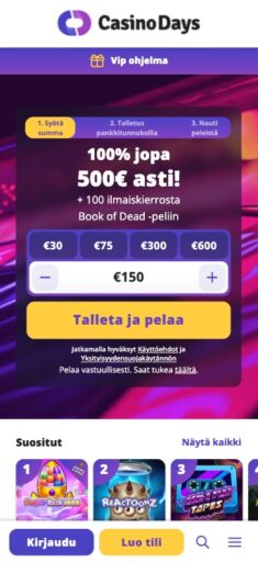 Casino Days talletusbonus